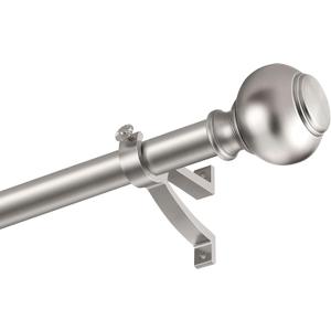 Nickel Brushed Window Curtain Rods 72 to 144 Inch, Adjustable Curtain Rod,Heavy Duty Window Rods,Thicken Sturdy Drapery Rods,Single Telescoping Decorative Curtain Rod for Window