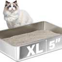 Stainless Steel Litter Box,XL Metal Litter Box for Cat, Large Metal Litterbox for Kitty, Easy Clean, Non Stick No Smell
