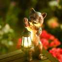 Outdoor Cat Garden Statue: Solar Garden Decor with LED Lantern Patio Yard Lawn Decorations Cat Lover Gifts for Women