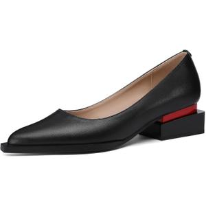 LingxiaUne Dress Shoes for Women, Comfortable Dressy Flats, Womens Chunky Heel Pumps with Arch Support and Pointed Toe (12, B-black Matte)