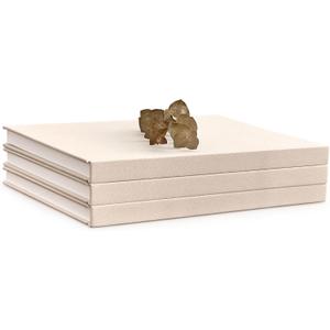 Decorative Linen Book Set Set of 3 Extra Large Real Books | Coffee Table & Shelf Mantle Decor | Modern Home Decoration | Guest Book Journals [Cream/Natural]