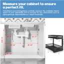 2 Pack 19IN Depth Under Sink Storage Organizer, Large 2-Tier Elegant Mesh Pull Out Shelf for Kitchen and Bathroom Cabinet Organization, L-Shaped and Adjustable Height Design-Black