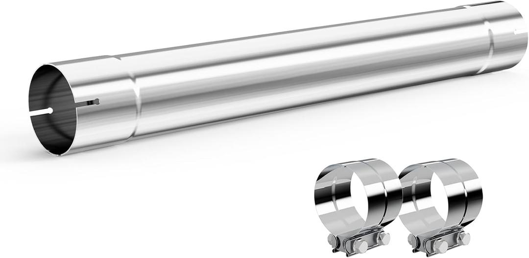 4 Inch Exhaust Pipe, 4'' Stainless Steel Straight Exhaust Pipe, 30" Length 4'' Muffler Replacement Pipe with Two Lap Joint Band Clamps