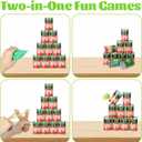 2 x 37 Pcs St. Patrick's Day Party Game Knockdown Can Set, 2 in 1 Bean Bag Toss and Slingshot Shooting Game with Metal Cans Bean Bags Slingshots Foam Balls for Family Gathering Carnival Party