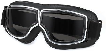 FEISEDY Motorcycle Goggles Vintage Anti Fog Pilot Style Leather Riding Glasses Safety Sport Anti-scratch Dustproof Windproof B0046