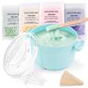 Waxing Kit, Foldable Wax Warmer with 4 Packs Hard Wax Beads, Silicone Wax Pot Machine for Full Body, Face, Eyebrows, Legs, Bikini, At Home Hair Removal Kit with 15 Accessories for Women Men, Green