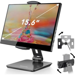 AboveTEK Business Kiosk Aluminum Tablet iPad Stand, 360 Swivel Tablet & Phone Holders for Any 4"-15.6" Display Tablets/Cell Phones/Portable Monitor, Sturdy for Store POS Office (Grey)