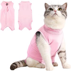 Idepet Cat Surgery Recovery Suit Kitten Onesie for Cats After Surgery Female Breathable Kitty Spay Suit for Abdominal Wound Skin Diseases E-Collar Alternative Wear(Pink,L)