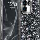 FABSPARK Case for Samsung Galaxy S25 Ultra,Glitter Crystal Diamond Rhinestone Sequin Shiny Bling Sparkly Glossy Luxury Electroplated,Aesthetic Cute Full Protection for Samsung Galaxy S25 Ultra,Black