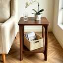 Solid Wood Small Square Side Table for Living Room, Bedroom, 15.8"W x 15.8"D x 22"H