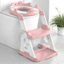 Meulife Potty Training Seat, Upgrade 2 in 1 Potty Training Toilet for Toddler, Toddler Toilet Seat for Boys Girls with Support Bar, AntiSlip Pad and Step Stool (Pink)