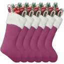 LinaGarten Christmas Stockings 6Pack 20 Inches Big Xmas Stocking for Family Holiday Decorations and Xmas Tree Fireplace Decor Merry Christmas(6, Pink-Large)
