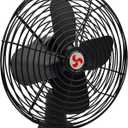 Heavy Duty All Metal 12V Car Fan, 8inch fan blade with Black Finished and 2 Speed Switch, Ventilation Electrical Cooling Air Metal Fan for Cars, Trucks, RV, Delivery Vehicle, Bus, Van