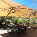 PURPLE LEAF 11' X 15' Rectangle Patio Umbrella Large Outdoor Aluminum Offset Umbrella with 360-degree Rotation Cantilever Umbrella for Garden Deck Backyard Pool Beige