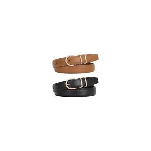 JASGOOD 2 Pack Women Leather Belt for Jeans Pants Dress Fashion Gold Buckle Ladies PU Leather Belt