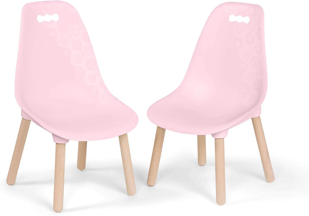 B. toys- B. spaces- Pink Chair Set- Furniture- Trendy Kid-Sized Furniture Set of Two Chairs for Toddlers and Kids- Kid Century Modern- 3 years +