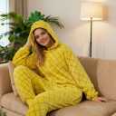 Pineapple Adult Comfortable One Piece Pajama Costume for Women Men Fun Food Themed Halloween Cosplay Party Outfit