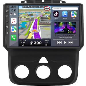 Car Radio Stereo for Dodge RAM 1500 2013-2019 - 4GB+64GB Upgrade Android 14 Head Unit Replacement with Wireless CarPlay Android Auto GPS Navigation Bluetooth WiFi DSP FM
