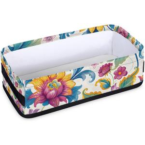Small Bathroom Baskets for Toilet,Foldable Toilet Paper Tank Basket Organizer for Towels Storage Decorative Open Storage Bins for Home,Closet,Containers,CabinetBeautiful Flower  (Style 1)