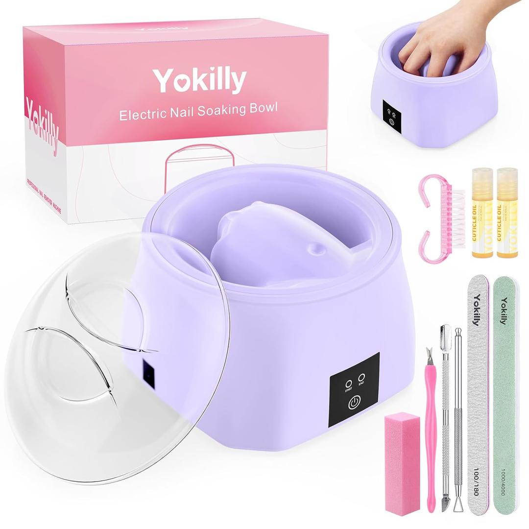 Yokilly Nail Soaking Bowl Heated: 50% Faster Nail Soak off Bowl for Women Nail Beginner - Electric Manicure Nail Bowl for Home Salon (Purple)