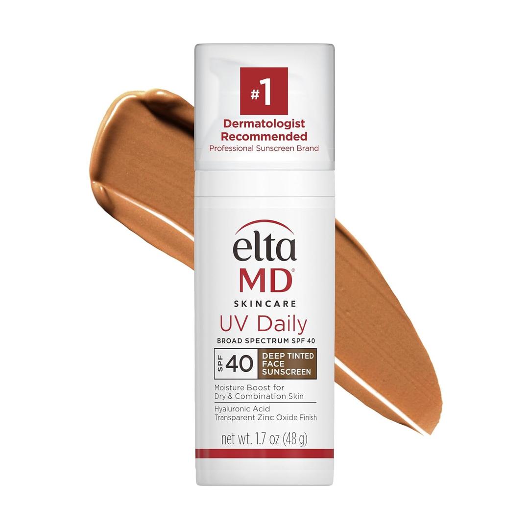 EltaMD UV Daily SPF 40 Tinted Face Sunscreen Moisturizer, Tinted Moisturizer for Face with SPF, Great for Dry, Combination, and Normal Skin (Deep Tint 1.7 Ounce)