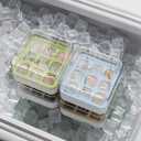 Ouliget Ice Cube Tray With Lid and Bin,Easy-Release and Flexible 9-Ice Trays for Freezer,Silicone Ice Maker Cubes Mold Suitable for Whiskey Cocktails,Easy Press to Release Ice