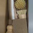 Natural Bamboo Dish Brush Set - 6 PCS Kitchen Cleaning Brush Kit with 4 Utensil Brushes and 2 Coconut Fiber Dish Sponges, for Cleaning Pots, Pans, Dishes, Bottles, Vegetables, and Fruits