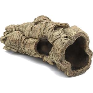Reptile Terrarium Hideout Decor, Resin Wood Hide Decor for Reptiles, Fish, Amphibians, Small Animals (Medium)