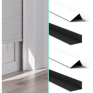 100% Blackout PVC Light Blocking Strips for Window Shades and Blinds, Block Light Along The Sides of Blackout Blinds, Easy to Install. (White 58" 4pc), 1.6 inches x 58 inches