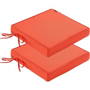 Patio Chair Cushions Waterproof Outdoor Seat Cushions for Patio Furniture Set of 2 with Ties, 22 x 22 Inch, Orange