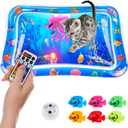 New Multi-Color Lighted Cat Water Mat,Thickened Anti-Scratch Leak Proof Cat Water Sensor Play Mat with Floating Fish,Interactive Cat Toy for Indoor Cats to Swatting,Exercise,Hunting,Kitten Toys