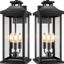 20" Large Outdoor Light Fixtures 3-Light 2 Pack, Black Outside Modern Porch Lights for House, Exterior Wall Sconce Lanterns Wall Mounted Waterproof Outdoor Coach Lamps for Garage E12