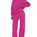 XIEERDUO 2 Piece Sets for Women Two Piece Lounge Set Matching Sets Women Clothing Early Fall Fashion Oversized Track Suits Luxury Outfits School Outfits Valentine Hot Pink M