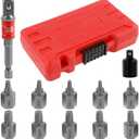 12Pcs Hex Bolt Extractor Steel Easy Out Damaged Screw Remover Tool Kit with 3/8inch Hex Adapter Bolts Extractor Kit for Broken Rounded Bolts with Sturdy Case