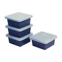ECR4Kids Square Bin with Lid, Storage Containers, Navy, 4-Pack