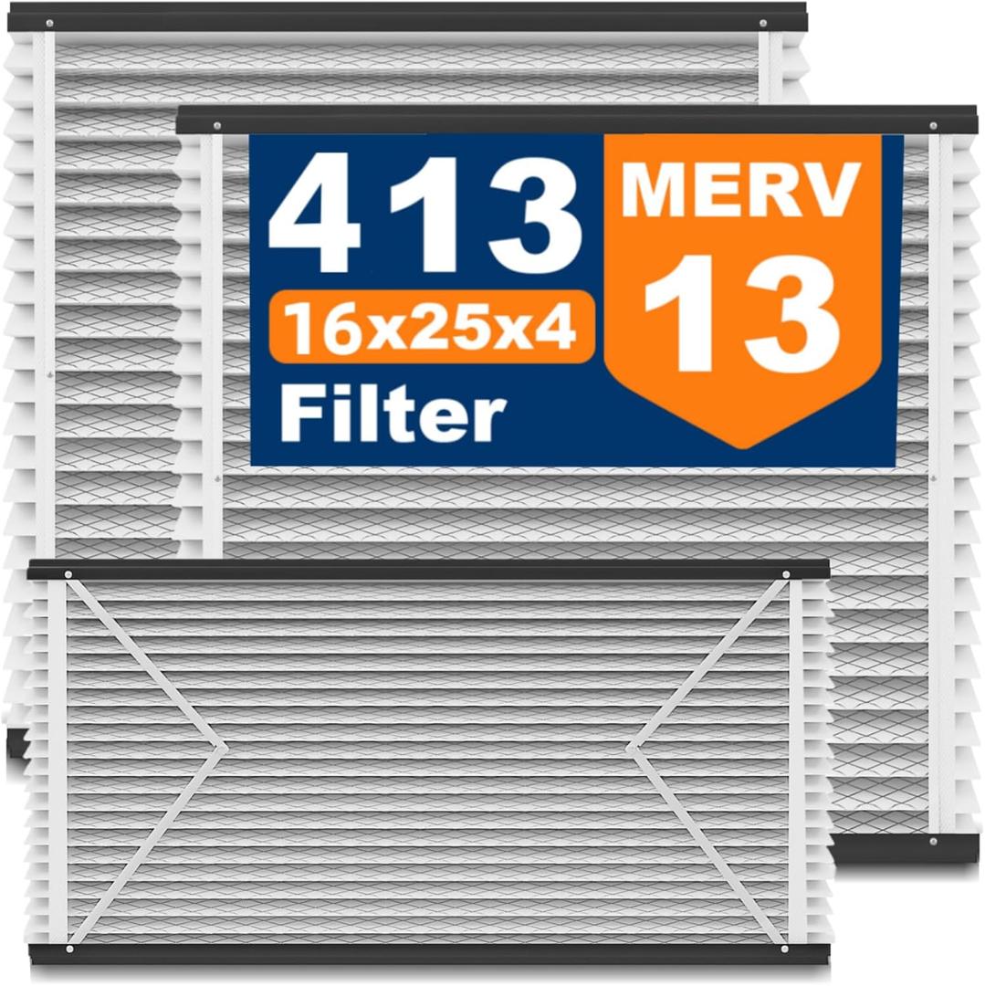 3Pack 413 Replacement Filter Compatible with April-Aire Whole House Air Purifiers Models 1410, 1610, 2410, 2416, MERV 13 Furnace Filter Replacement, Size 16x25x4 (Actual size: 16.5x27.5x4in)