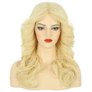 karlery Women 70s Feathered Wig Long Blonde Wave Disco Singer Wig Vintage Costume Wig Halloween Party Costume Wig