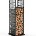 4ft Firewood Rack, Wood Stacker Firewood Outdoor, Black Metal, 1000 lbs Capacity, Indoor Decorative Wood Holder for Woodshed, Storeroom, Patio, Basement (Ellipticalhole)