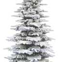 Fraser Hill Farm 9-Ft. Pine Valley Flocked Christmas Tree, Snowy Xmas Tree with DIY Potential with No Attached Lights, Artificial Christmas Tree with Metal Base, Easy to Set up (Unlit)