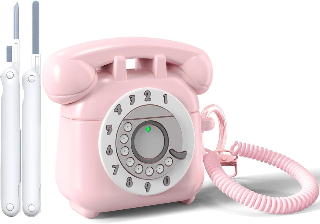 KOREDA Compatible with AirPods 4 Case Cover 2024, Cute Funny Telephone Design for Airpods 4th Generation Case with Cleaner Kit & Lanyard, Soft Silicone Shockproof Protective Case for AirPods 4 Gen