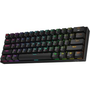 Redragon K530 Pro Draconic 60% Wireless RGB Mechanical Keyboard, BT/2.4Ghz/Wired 3-Mode 61 Keys Compact Gaming Keyboard w/Hot-Swap Socket, Free-Mod Plate Mounted PCB & Tactile Brown Switch (Black)