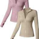 OQQ Womens 2 Piece Long Sleeve Tops Stand Neck Front Zipped Stretch Fitted Underscrubs Tee Shirts Tops (XL)