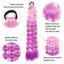 LyoRuSi 22 Inch Colored Bubble Ponytail Extensions, 2 Pcs Lightweight Colored Hair Extensions for Women Bubble Ponytail Extension with Hair Tie (Pink/Purple#)