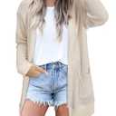 STYLEWORD Women's Fashion Cardigan Sweater Lightweight Open Front Long Casual Beach Kimonos Outfits with Pockets Large