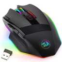 Redragon M801 Wireless Gaming Mouse, RGB Gaming Mouse with MMO 9 Programmable Macro Editing Buttons, UP 16000 Adjustable DPI, Rapid Fire Button for Game, Windows,PC - Wireless, Black