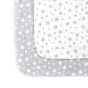 Pack and Play Sheets, 2 Pack Mini Crib Sheets, Stretchy Playard Fitted Sheet, Compatible with Graco Pack n Play, Soft and Breathable Material, Grey & White