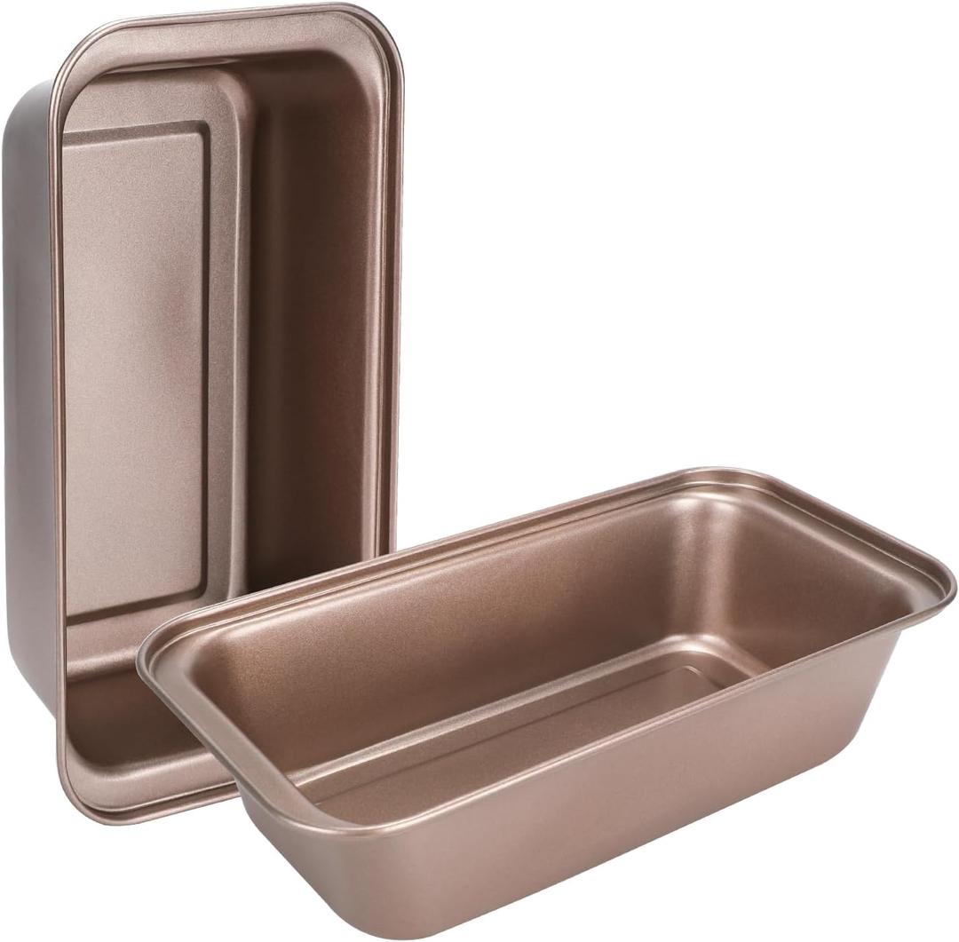 2pack Loaf Pan, 10inch Banana Bread Pan, Non-Stick Banana Bread Pan, Stackable Bread Pans for Homemade Bread, 10x5inch Small Bread Pans for Baking (Gold)