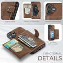 Wallet Case Designed for iPhone 17 Premium PU Leather Detachable Magnetic Card Holder Shockproof Magnet Wallet Phone Cover for iPhone 17 (Brown)