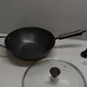 Wok, 13 Inch carbon steel woks & stir-fry pans nonstick, Pre-Seasoned 5.8QT Flat Bottom Chinese Wok Paella Pan with lid, Carbon Steel Cookware, Compatible with All Cooktops