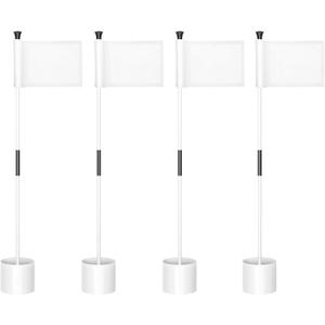 KINGTOP Golf Flagstick Mini, Putting Green Flag for Yard, All 3 Feet, Double-Sided Numbered Golf Flags, Golf Pin Flag Hole Cup Set, Portable 2-Section Design, Gifts Idea (White Pole w/ Blank White Flag 4-Pack)